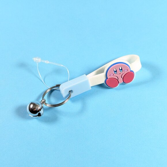 KIRBY phone charm strap from Japan, blue and white Strap Keychain with Bell - Picture 4 of 4